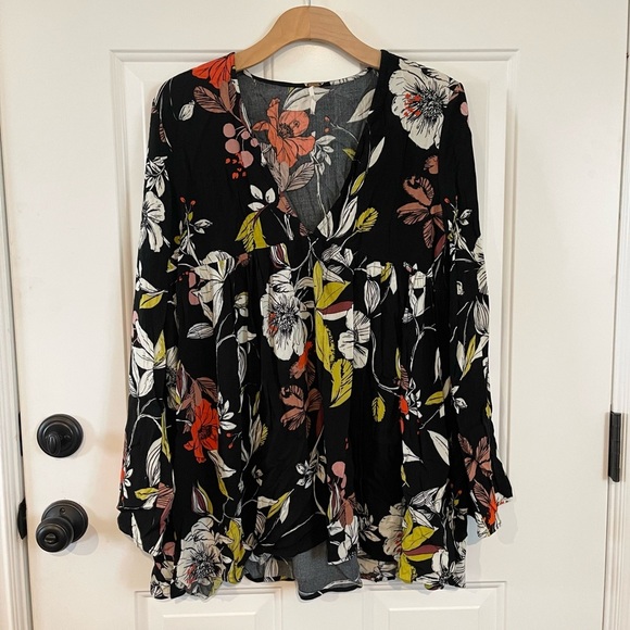 FREE PEOPLE Bella Floral Print Tunic Dress Sz Small - Picture 3 of 6